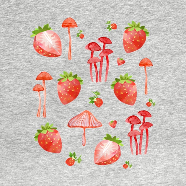 Cottagecore Mushrooms and Strawberries by BethTheKilljoy